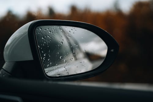 Raindrops on Car Mirror