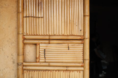Wooden Bars on Door on Wall