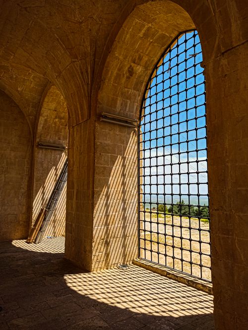 Free Stone arches in Turkey casting grid shadows on a sunny day. Stock Photo
