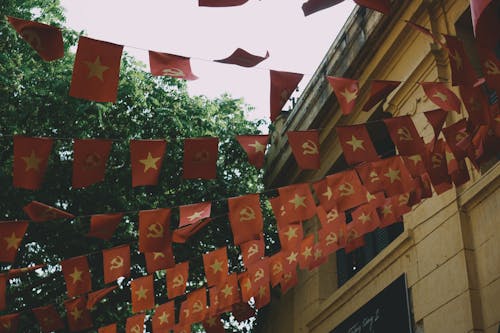 Flags on the Street in Vietnam