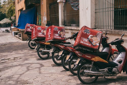 Delievery Motorbikes on the Street