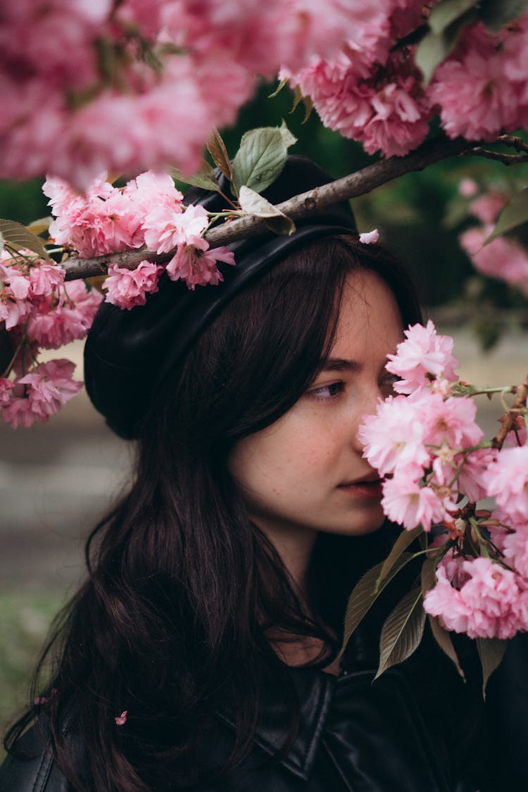 Woman And Cherry Blossoms