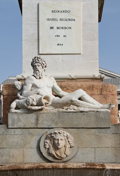 Sculpture on the Neptune Fountain in Madrid 