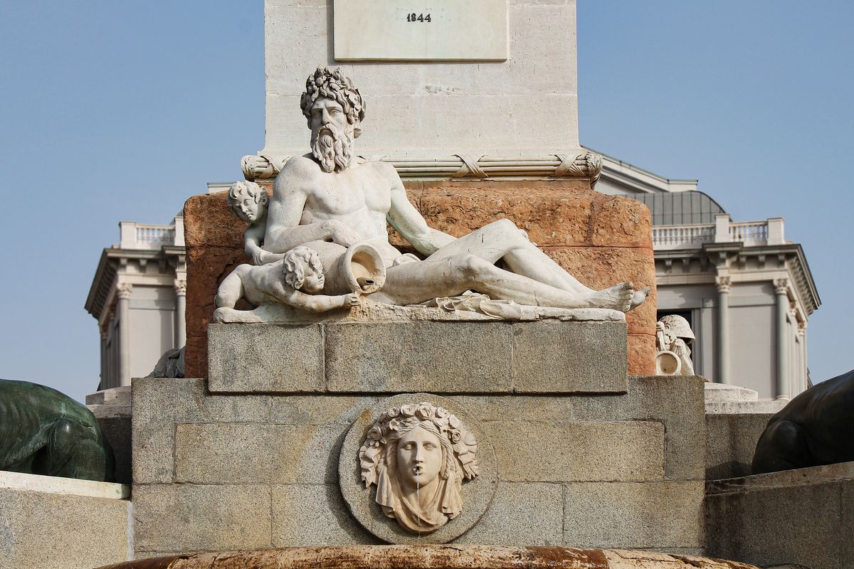 The Neptune fountain in Madrid on the Paseo del Prado