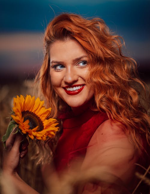 Portrait of Woman with Sunflower