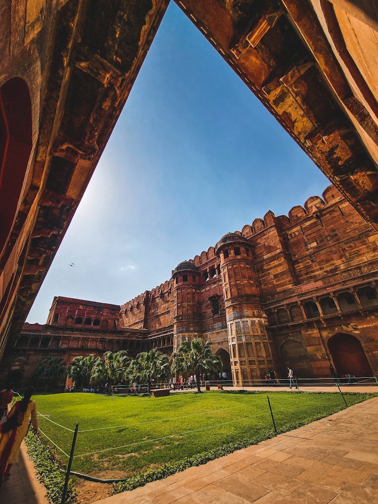 View Of The Courtyard And The Amar Singh Gate, Red Fort, Agra, India