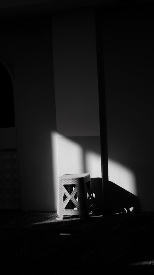 Chair in Darkness in Black and White