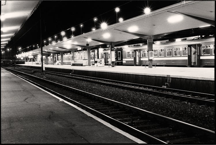 Passenger Train At The Railway Station Platform