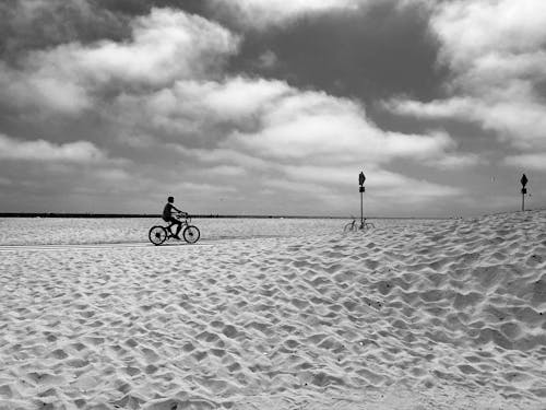 Boy on Bike in Black and White