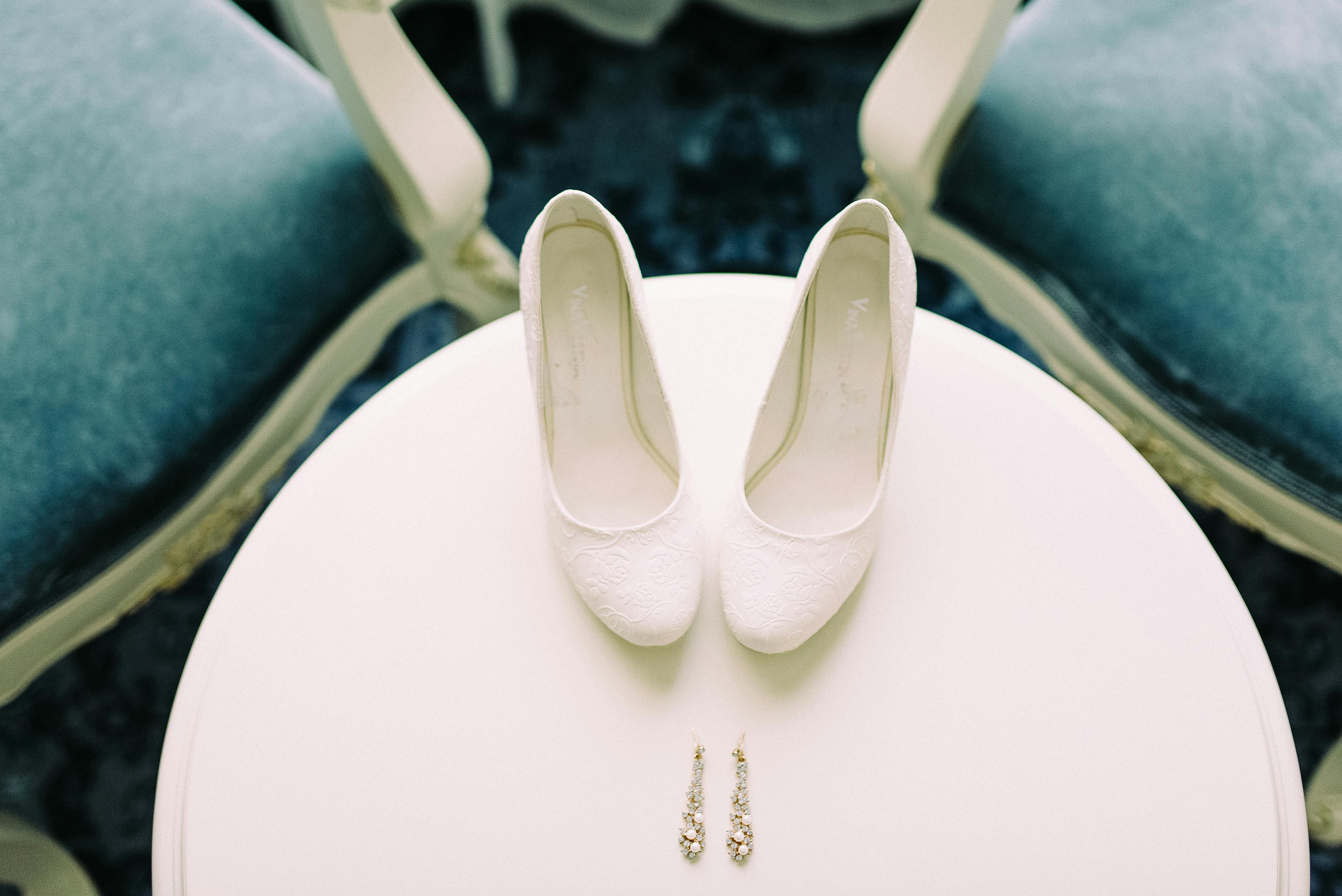 Pair Of White Closedtoe Heels · Free Stock Photo