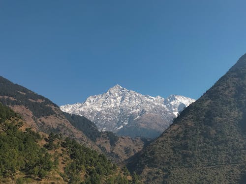 Sunlit Mountains under Clear Sky