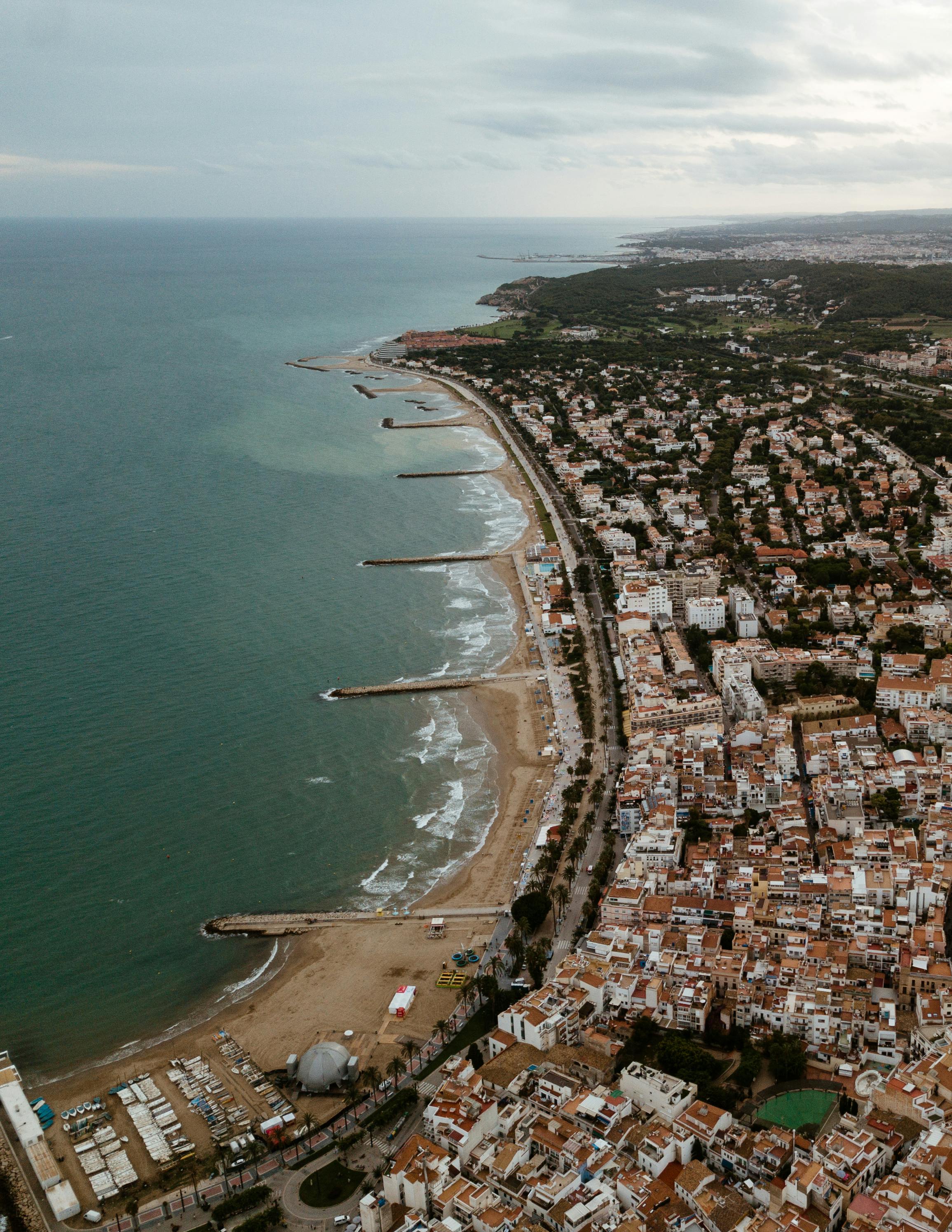 aerial photo of the coastline in the city