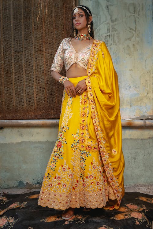 Woman Wearing Yellow Sari 