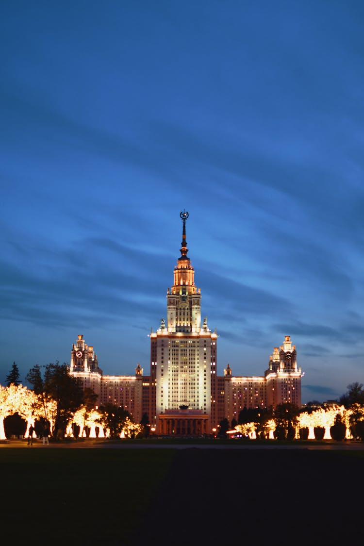 Illuminated University In Moscow