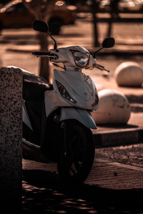 White Vespa Motor Scooter