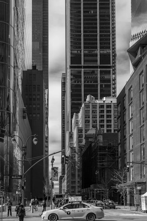 Modern Glass Buildings in New York in Black and White 