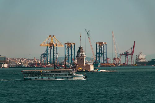 Seascape with Cranes and Oil Rigs