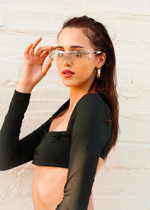 Woman in Black Top and Eyeglasses