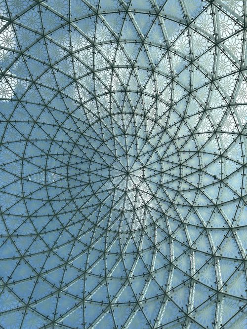 Free Modern glass dome ceiling with geometric patterns in Abu Dhabi, UAE. Stock Photo