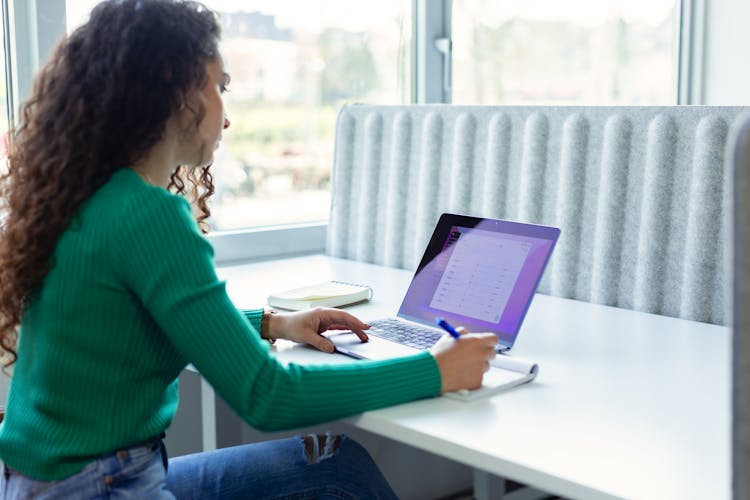 Woman Working On Laptop In An Office 