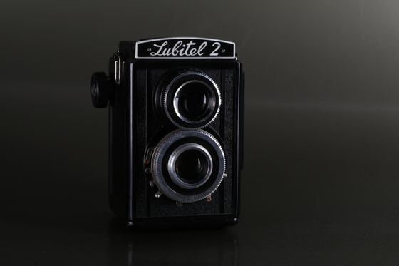 Lubitel 2 on a dark backdrop