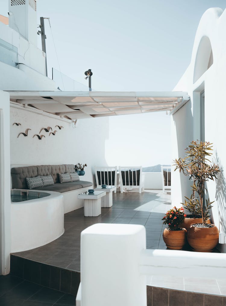 Patio Of House On Santorini