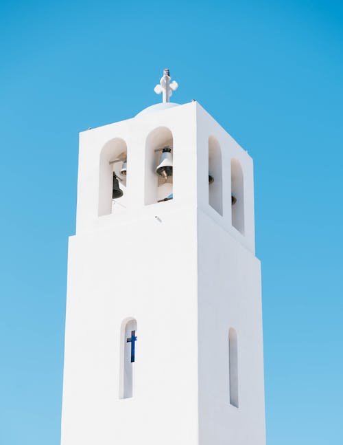 White Walls of Bell Tower of Church
