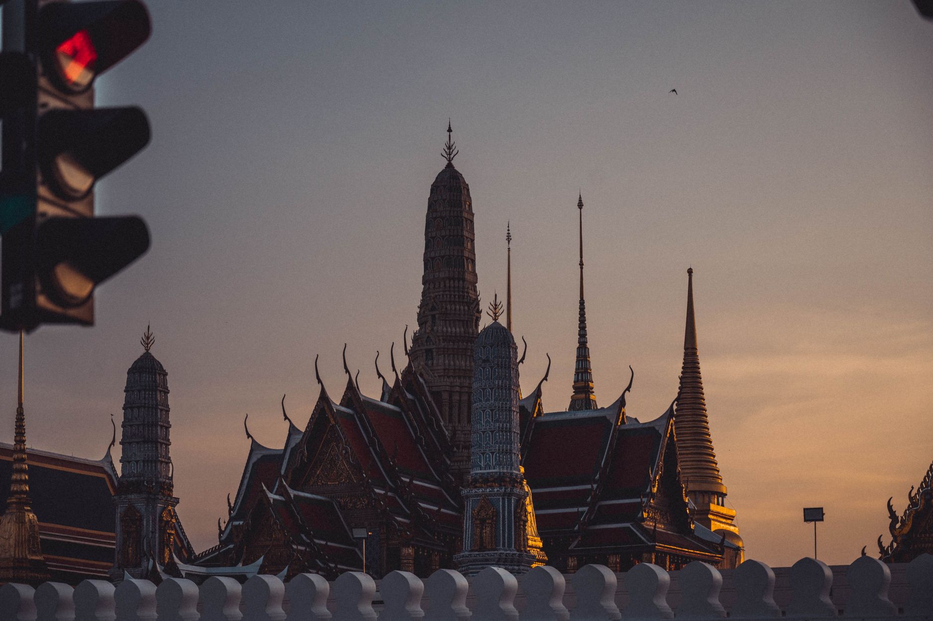 Phra Nakhon streets with temple spires and shophouse architecture