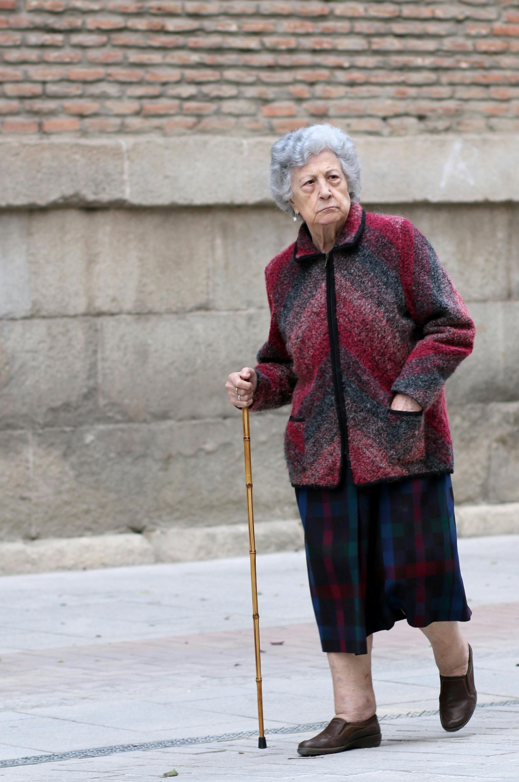 old woman walking