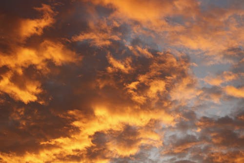 A Dramatic Sunset Sky with Bright Orange Clouds 