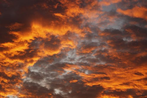A Dramatic Sunset Sky with Bright Orange Clouds 