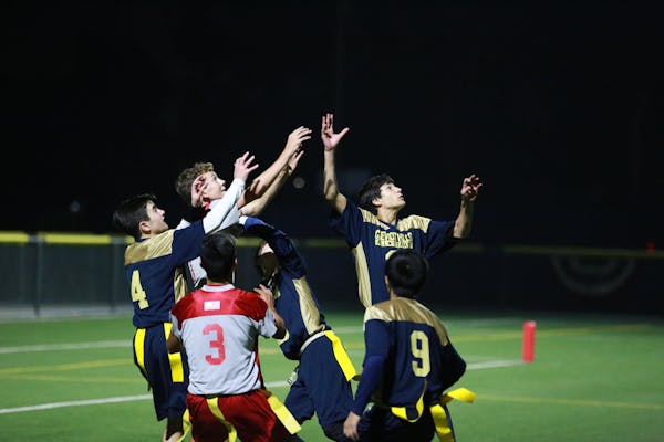 Flag football team training