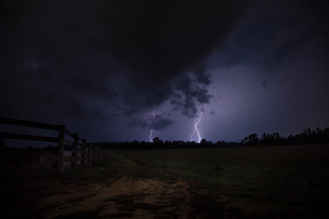 Lightning Strike the Ground during Night Time