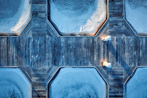 Top View of a Jetty and Frozen Water 