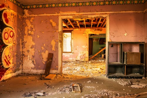 Interior of an Abandoned and Destroyed Building