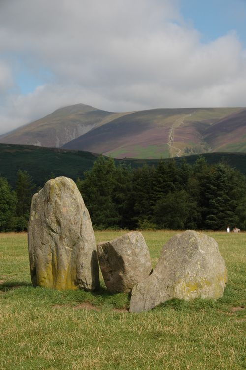 Free Scenic view of Castlerigg stone circle with mountains and lush greenery. Stock Photo