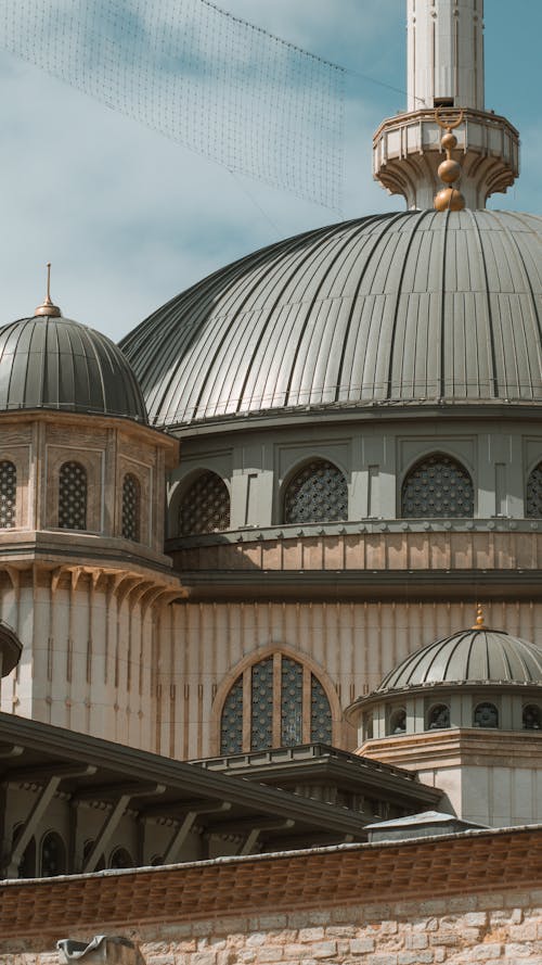 Close-up of the Taksim Mosque Facade in Istanbul, Turkey 