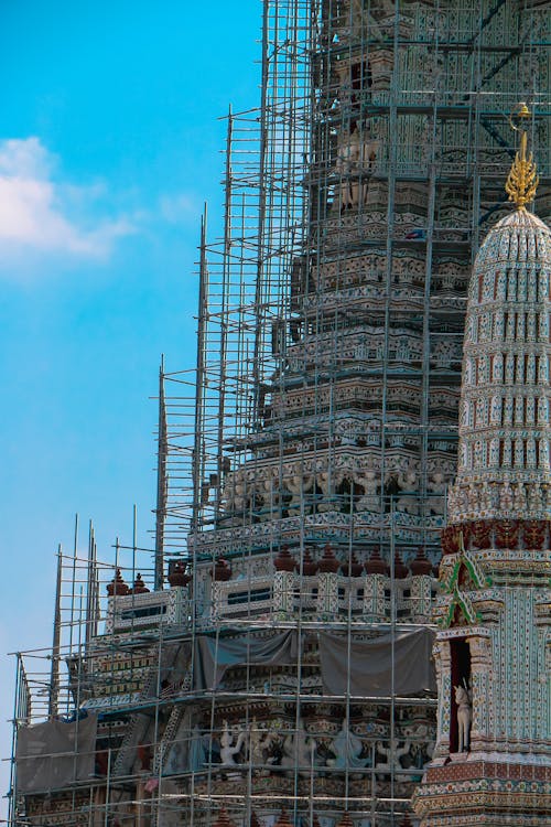 A Buddhist Temple with Scaffolding 