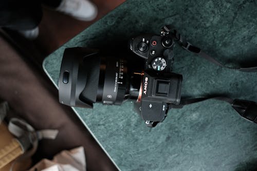 Close-up of an SLR Camera on the Table 