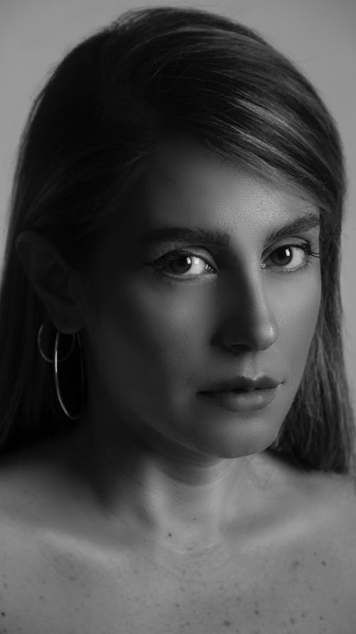 Woman Face in Black and White