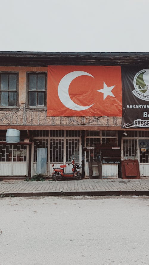 Turkish Flag Hanging on a House