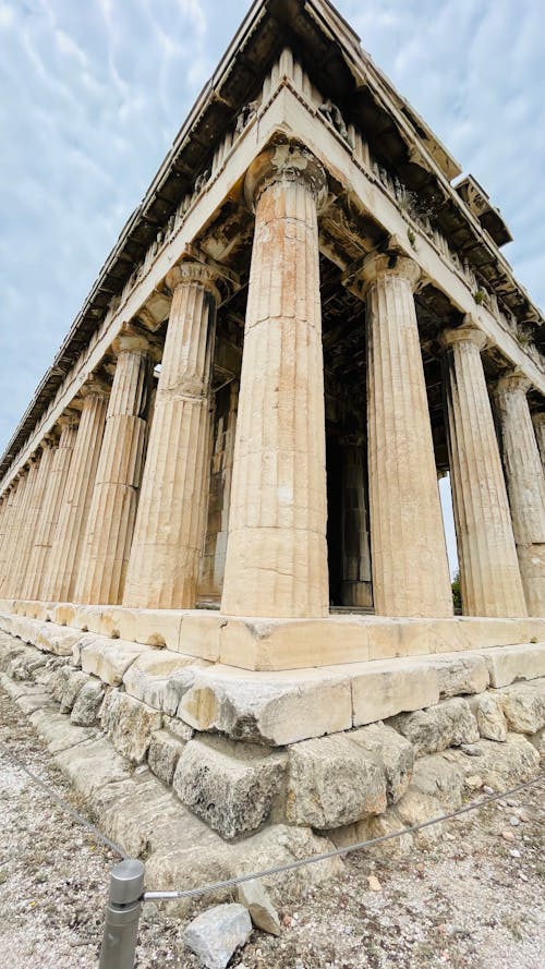 Low Angle Shot of the Temple of Hephaestus, Athens, Greece 