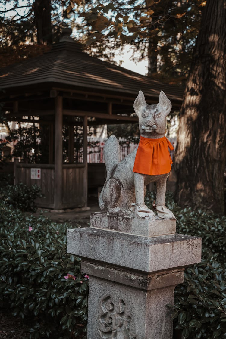 Cloth On Dog Statue In Park