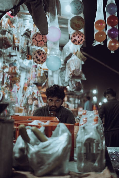 Man Working at Bazaar