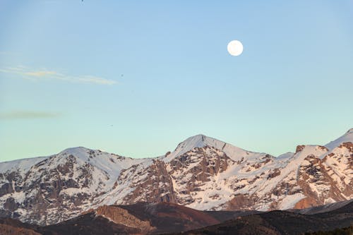Moon on Clear Sky over Mountains