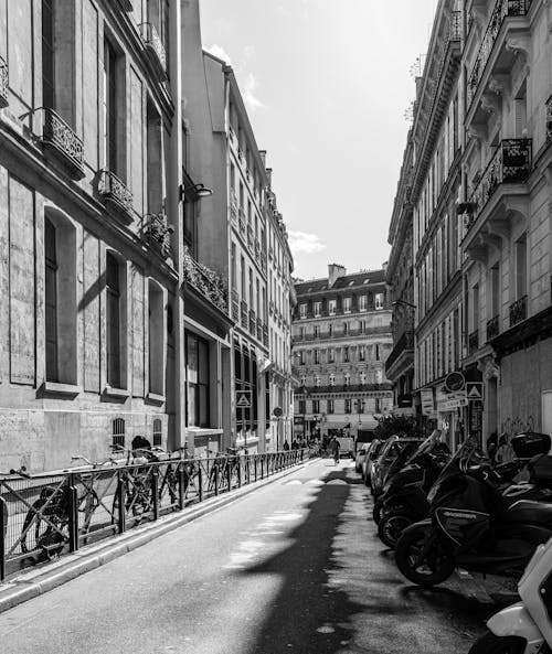 A Narrow Alley in Black and White