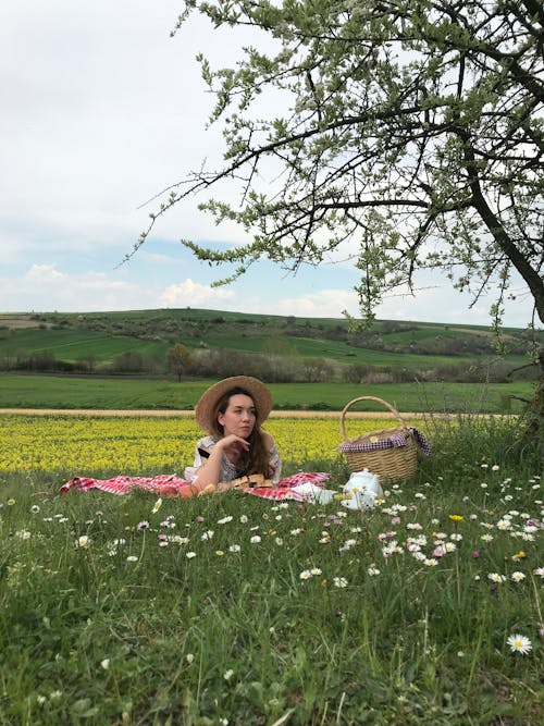 Woman Lying under a Tree in Blossom 