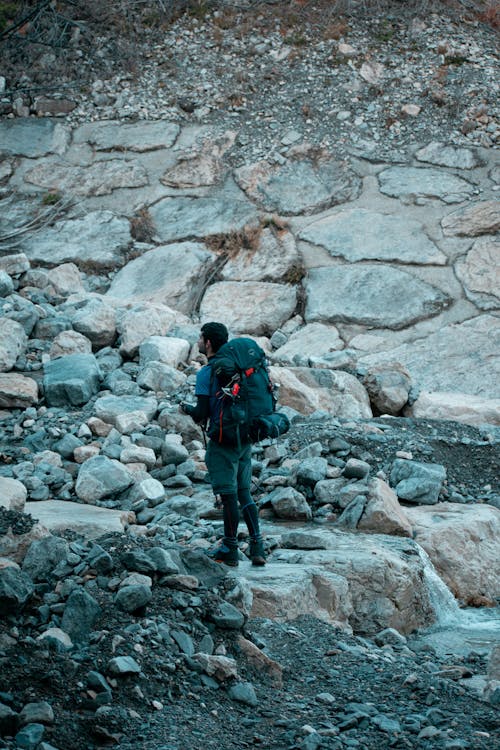 Backpacker at Rock Formation