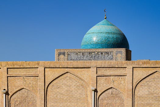 A stunning view of a traditional Uzbek dome in Bukhara, showcasing Islamic architectural beauty.