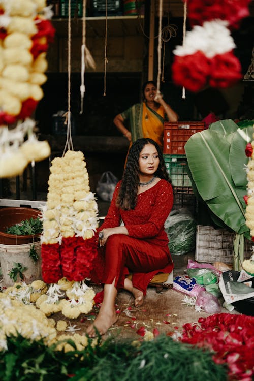 Woman among Decorations